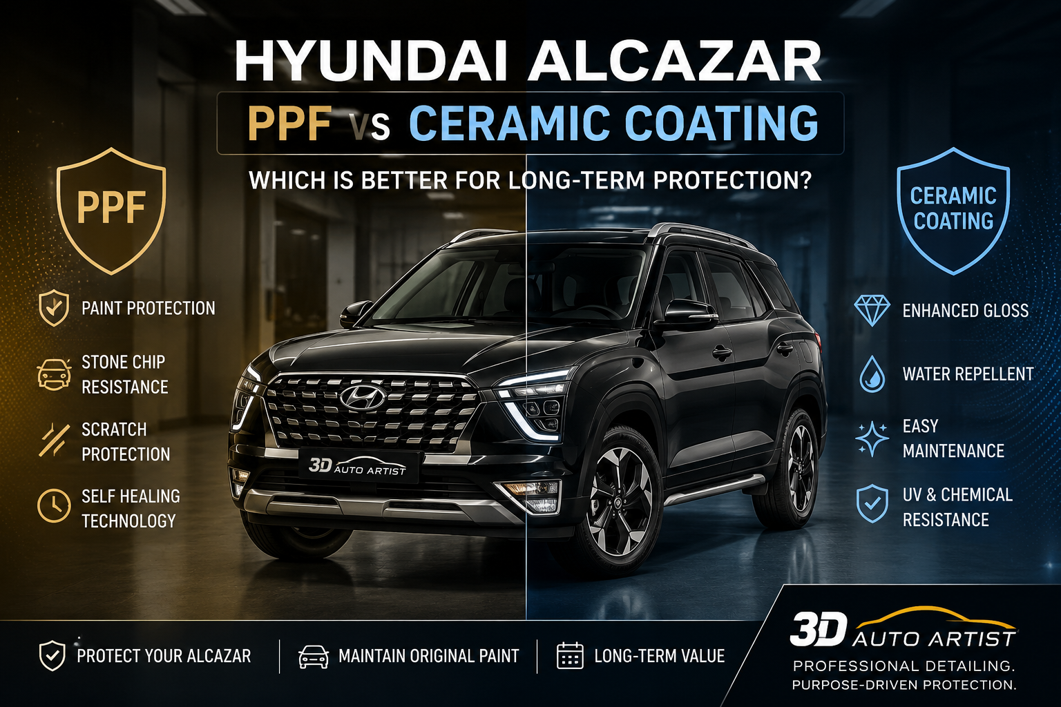 Hyundai Alcazar PPF vs Ceramic Coating for long-term car protection
