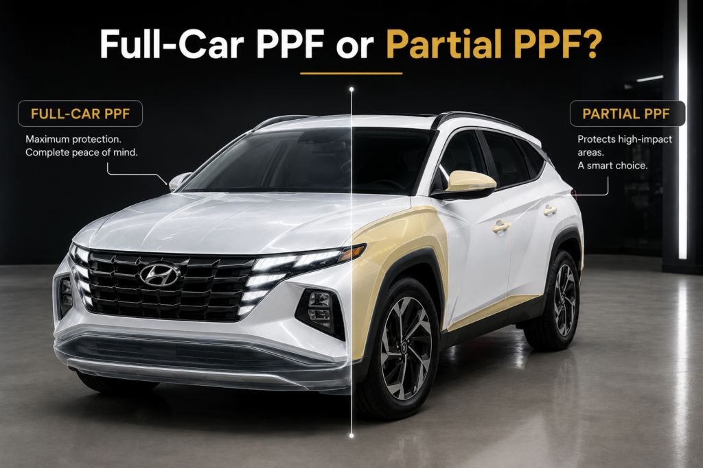 Hyundai Tucson Full-Car PPF vs Partial PPF comparison