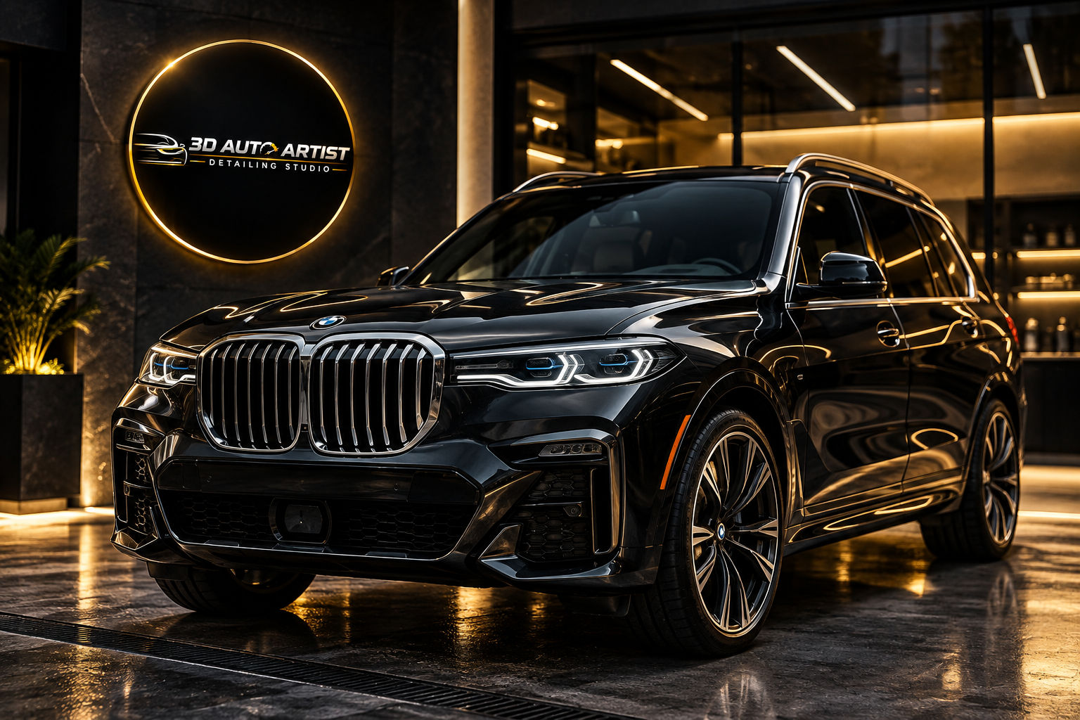 BMW X7 protected with PPF and ceramic coating in a premium detailing studio